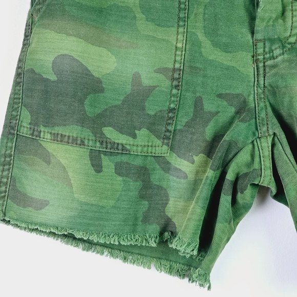 Free People Camo Embroidery Fray Hem Distressed Button Fly Shorts Sz 0 - Picture 8 of 12